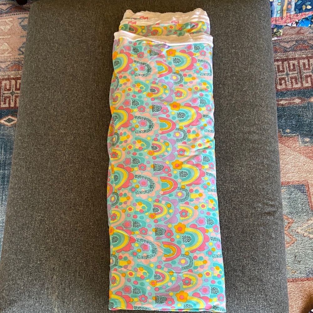 Retro 80s Rainbow & Flower Print Fabric approximately 14 yards